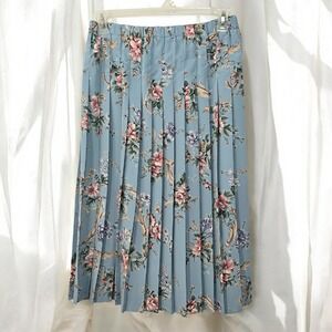 VTG Koret Pleated Midi Skirt Floral Print Elastic Waist Woman Size 10‎ Bohemian